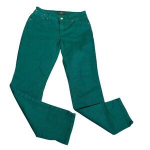 Chicos So Slimming Ankle Skinny Jeans 2 Green Low Rise 5 Pocket Stretch Zip